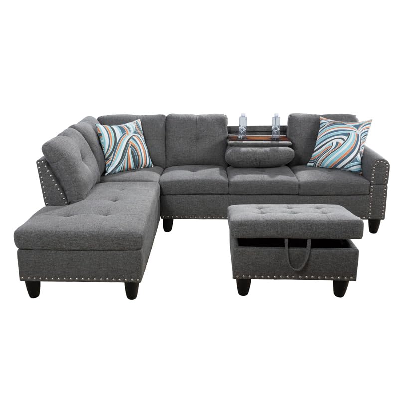 ChicFurnit L Shaped Sectional Couches, Modular Sectional Sofa with Ottoman Storage