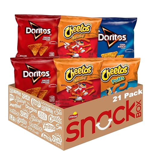 Frito-Lay Classic Mix Variety Pack, Single Serve Snack Bags | Pack of 21
