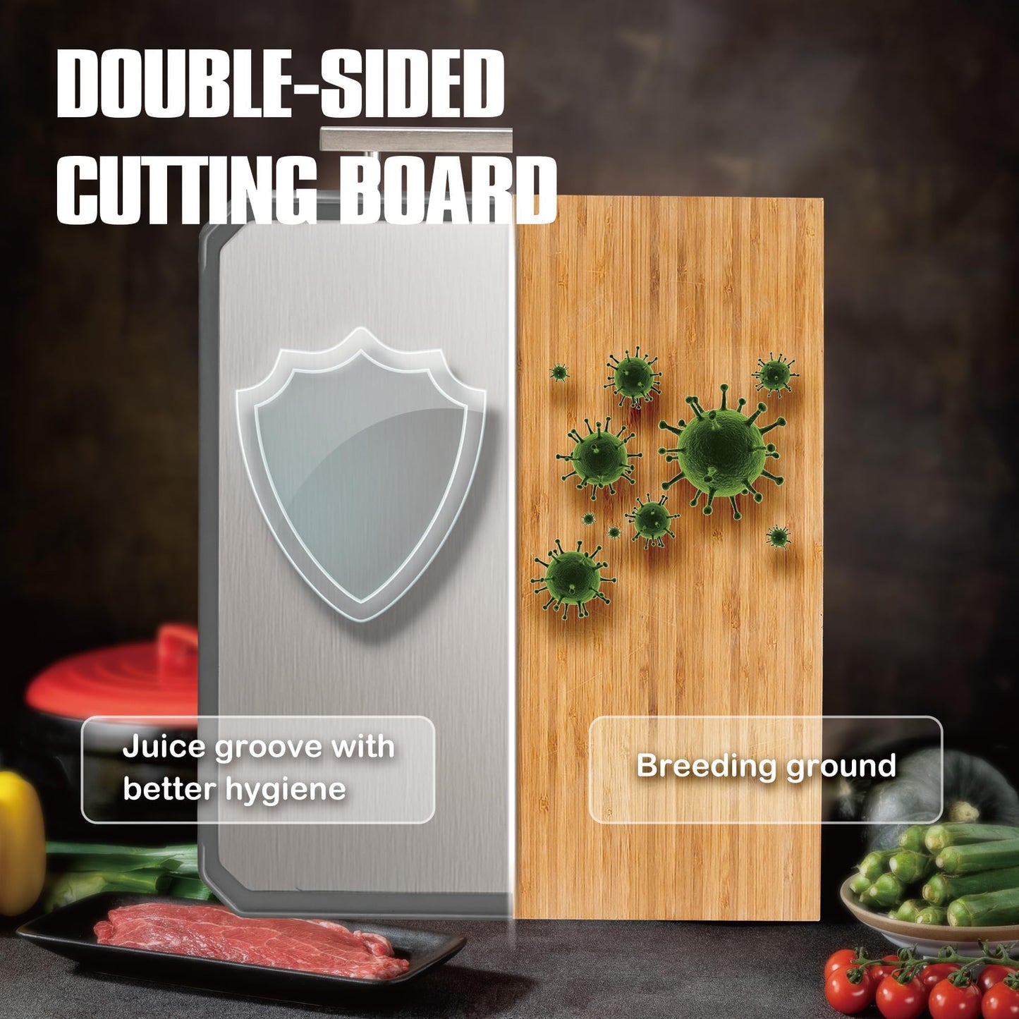 Stainless Steel Cutting Board, Double Sided Steel Cutting Board