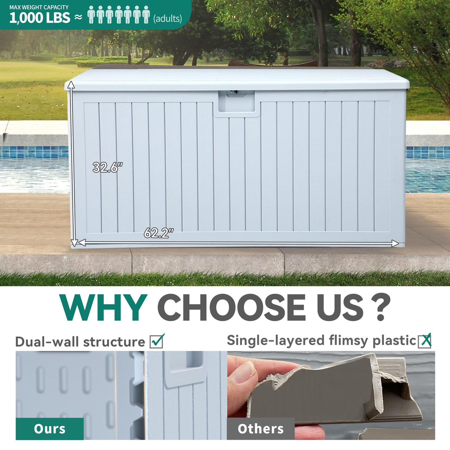 XXL 230 Gallon Large Deck Box Outdoor