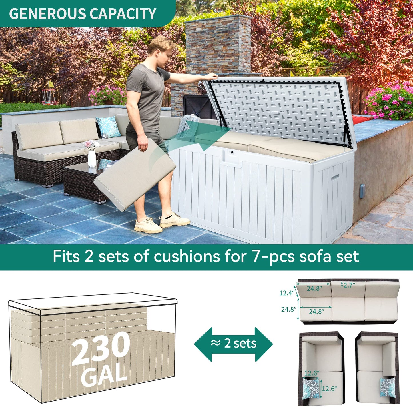 XXL 230 Gallon Large Deck Box Outdoor